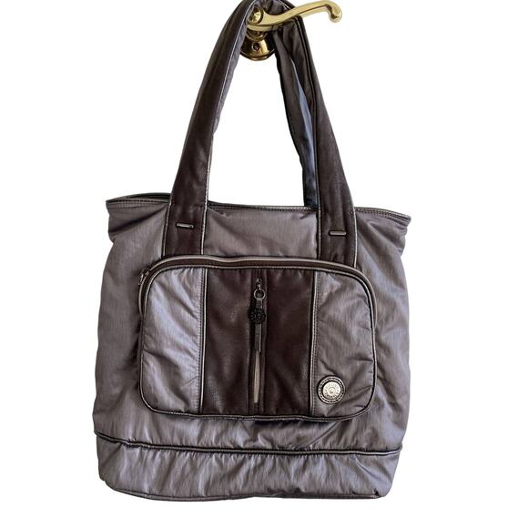 Kipling Maricela Zipper Pewter Gray Tote Bag purse Large - Picture 1 of 8
